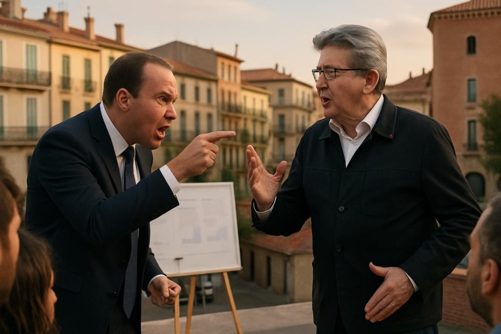 à perpignan, le rn critique la gauche tout en évitant d'aborder son propre bilan, une réponse cinglante de jean-luc mélenchon soulignant ces contradictions.