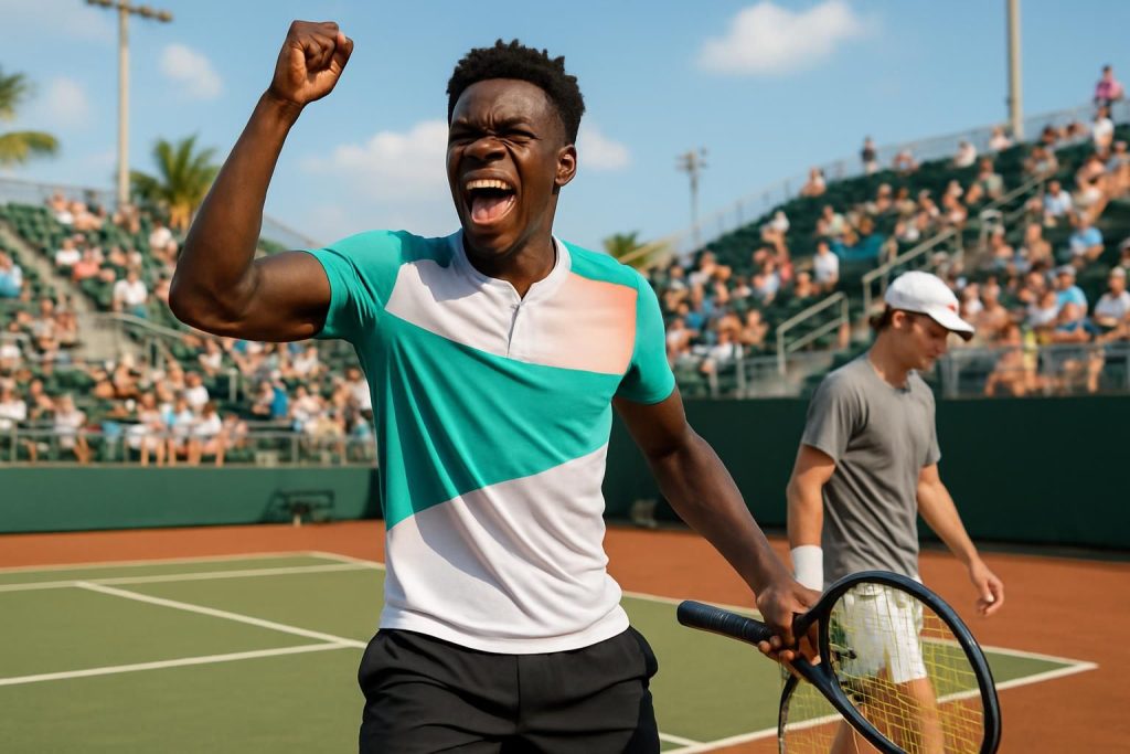 à seulement 17 ans, moïse kouame impressionne miami en remportant une victoire éclatante contre l'américain zachary svajda, marquant le début d'une prometteuse carrière.