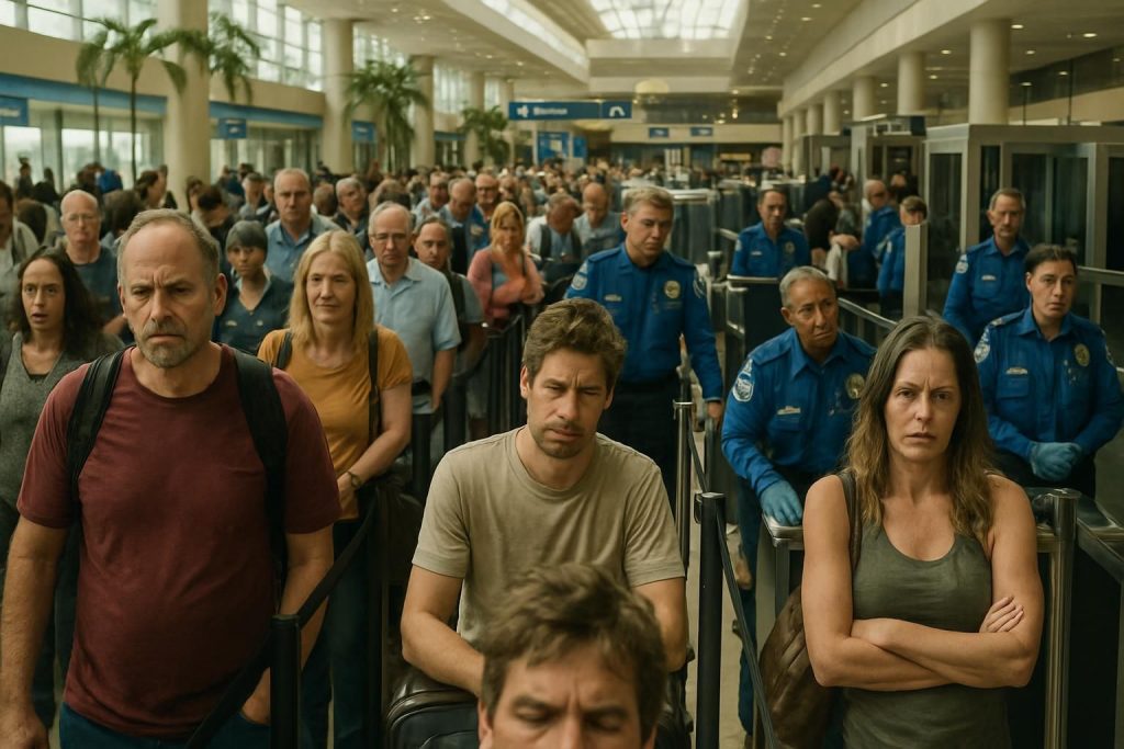 aéroports en floride confrontés à de longues files d'attente samedi en raison du non-paiement des agents tsa, impactant la sécurité et la fluidité des contrôles.