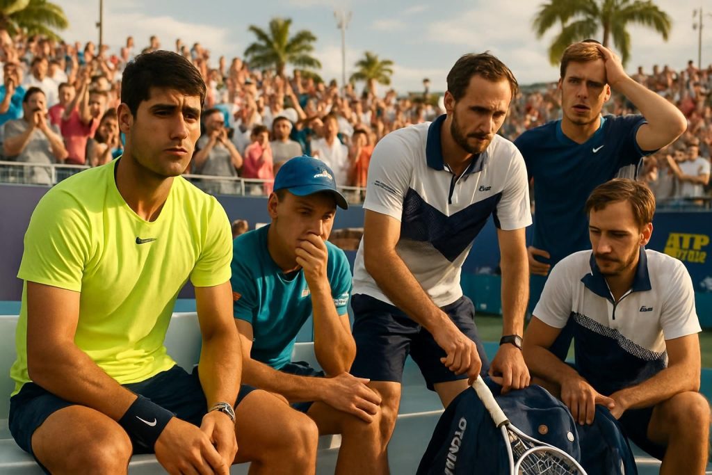 découvrez les surprises du miami masters 1000 avec 12 joueurs du top 20, dont 5 du top 10, déjà éliminés, mettant en lumière des retournements inattendus pour alcaraz, de minaur, medvedev et d'autres stars du tennis.