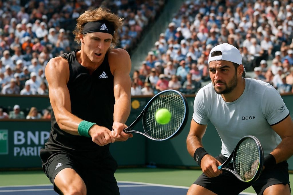 alexander zverev s'impose facilement face à matteo berrettini au 2e tour du masters 1000 d'indian wells, démontrant une performance dominante.
