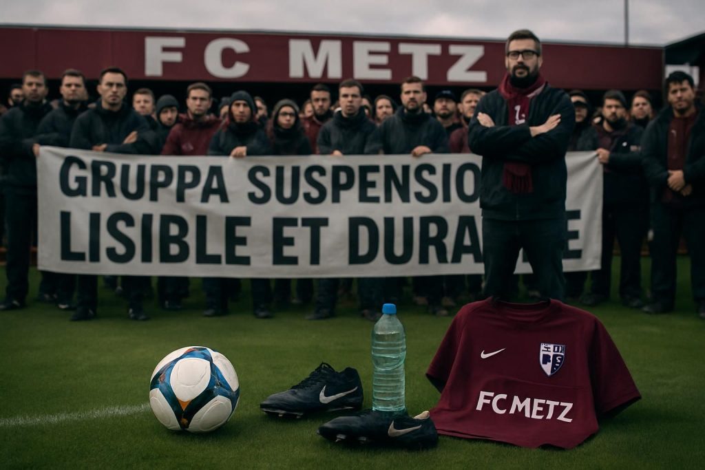 après la suspension des animations par la horda frénétik, la gruppa suspend également ses activités et demande un projet sportif clair, lisible et durable au fc metz.
