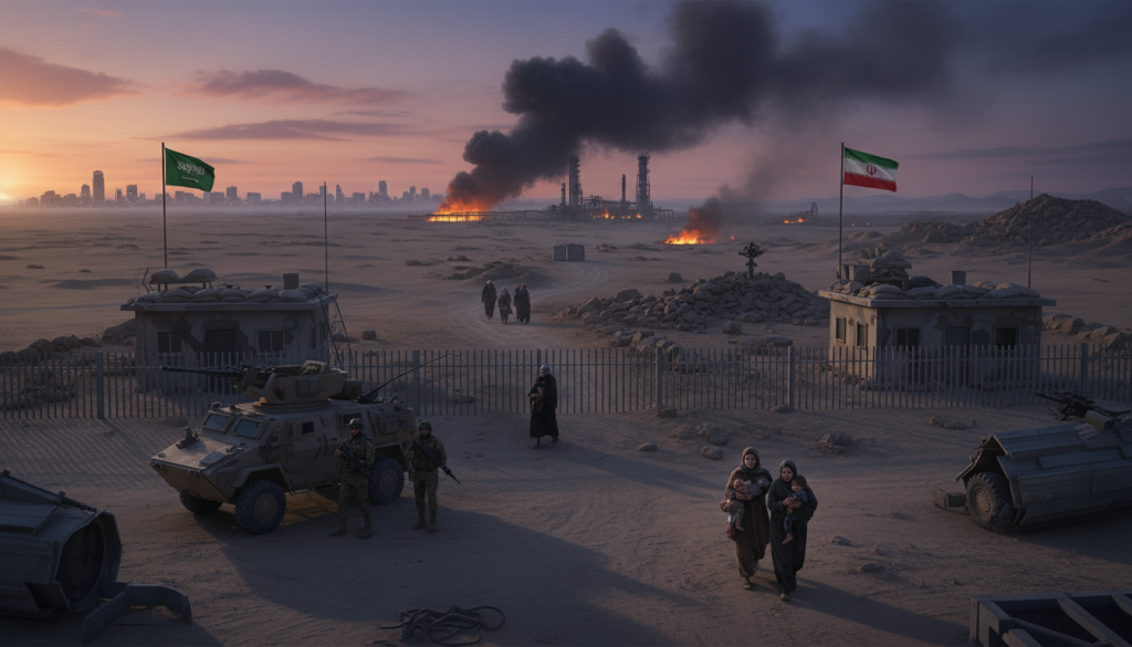 analyse des tensions persistantes autour du conflit en iran et de son impact meurtrier en arabie saoudite, ainsi que des répercussions dans les pays voisins.