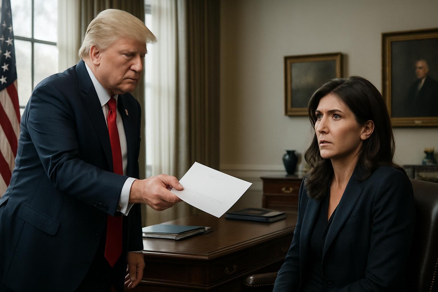 donald trump annonce la fin des fonctions de kristi noem en tant que ministre de la sécurité intérieure, marquant un tournant majeur dans la politique de sécurité du pays.