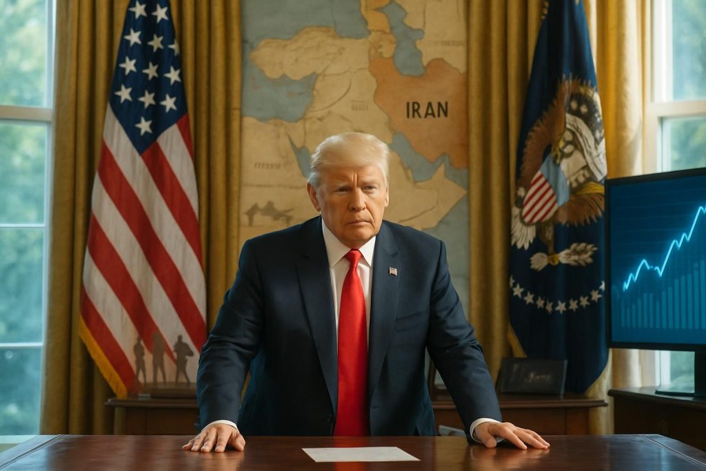 analyse géopolitique : trump envisage un retrait d'iran dans un contexte où les indices s&p 500 affichent une hausse de 0,9%, reflétant les impacts politiques sur les marchés financiers.