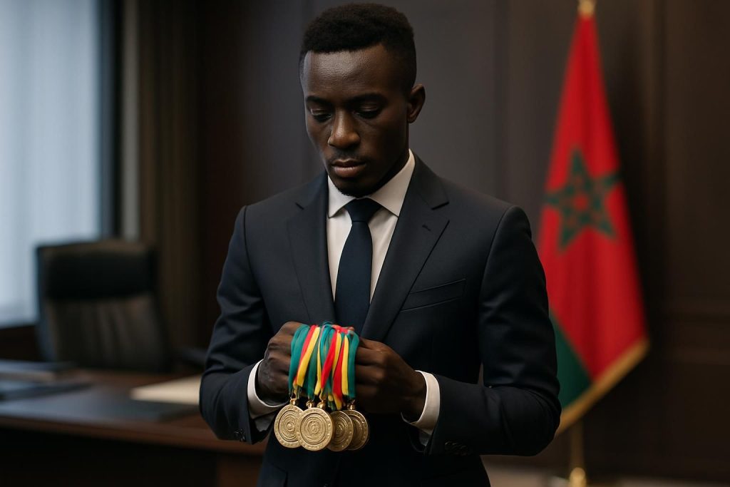 idrissa gueye envisage de restituer ses médailles remportées au maroc afin d'apaiser les tensions suite à la finale de la coupe d'afrique des nations (can).