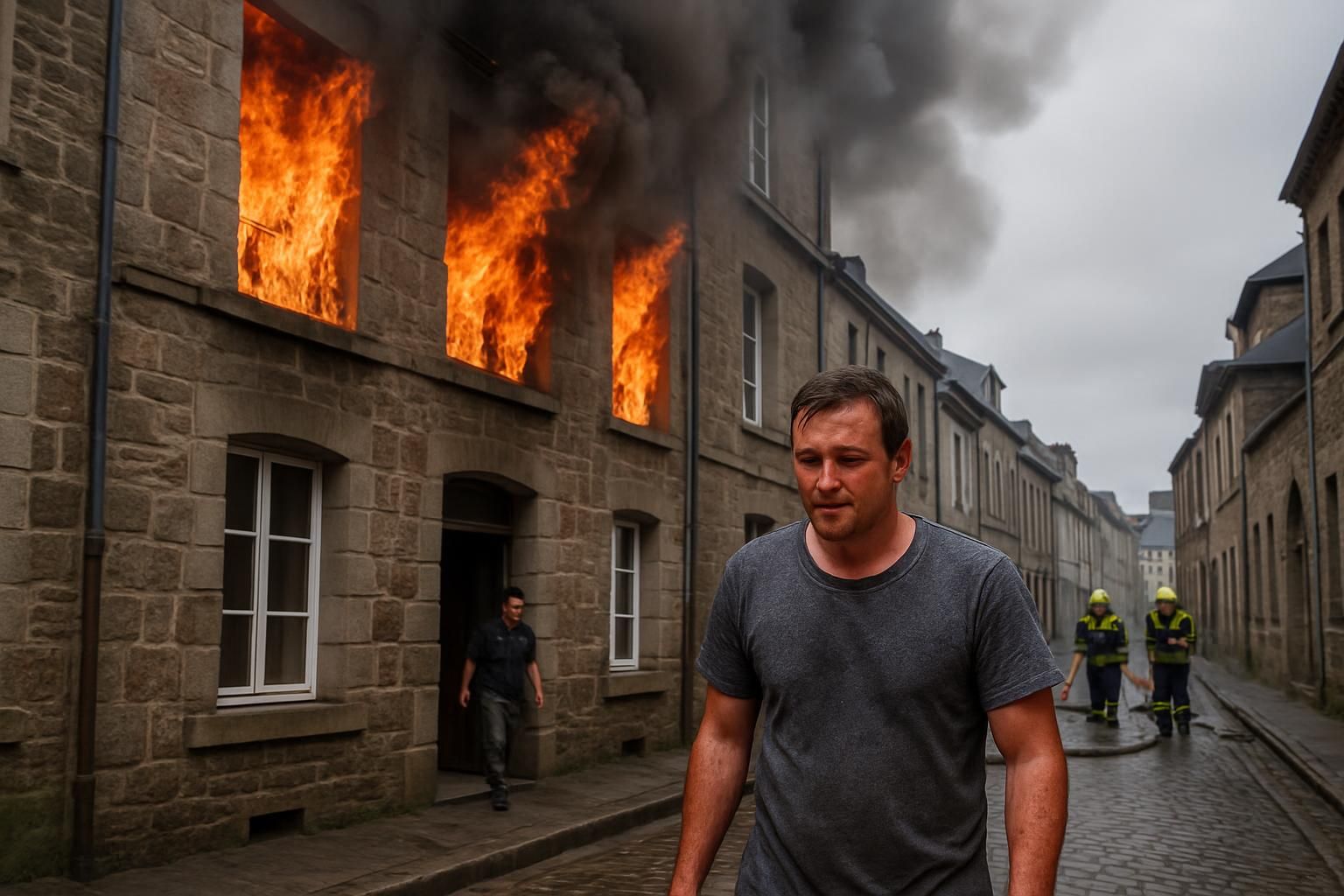 incendie déclaré dans un appartement de saint-brieuc, mais heureusement, le locataire a réussi à s'échapper indemne malgré les flammes. détails sur l'intervention et les circonstances.