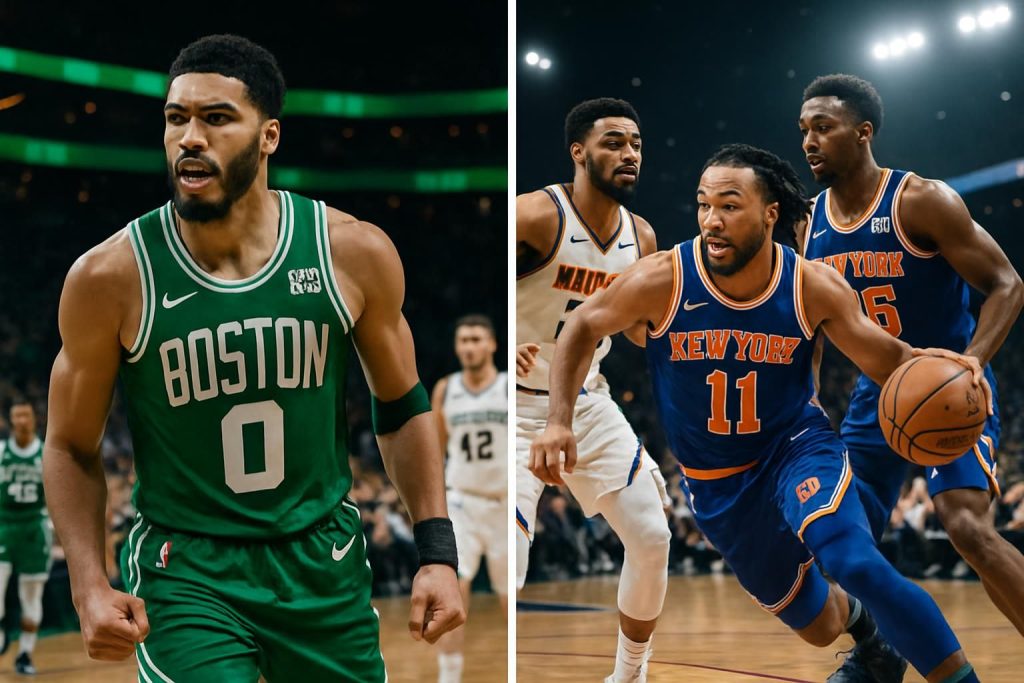revivez la performance exceptionnelle de jayson tatum à boston lors de son retour, tandis que new york s'impose avec éclat face à denver dans un match mémorable.