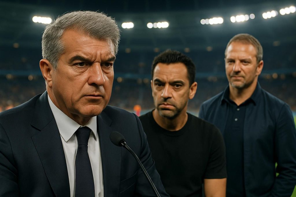 joan laporta répond à xavi en soulignant que malgré la même composition d'équipe, la défaite était inévitable, mais que l'arrivée de flick change complètement la dynamique du jeu.