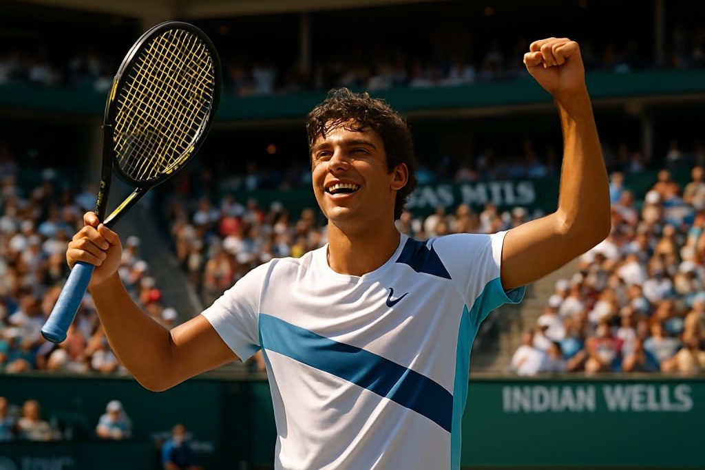 joao fonseca réalise une performance historique en atteignant pour la première fois les huitièmes de finale du masters 1000 à indian wells, marquant une étape majeure dans sa carrière.