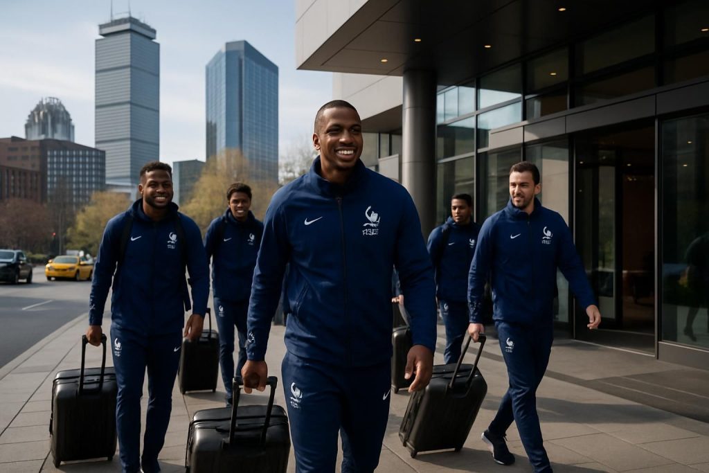 les bleus arrivent à boston et découvrent leur nouveau camp de base en préparation de la coupe du monde. suivez leur installation et les premières impressions avant le grand tournoi.