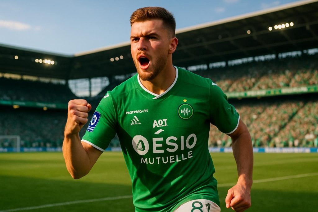 lucas stassin mène saint-étienne, solide dauphin de ligue 2, à une victoire éclatante face à annecy, renforçant leur position dans le championnat.