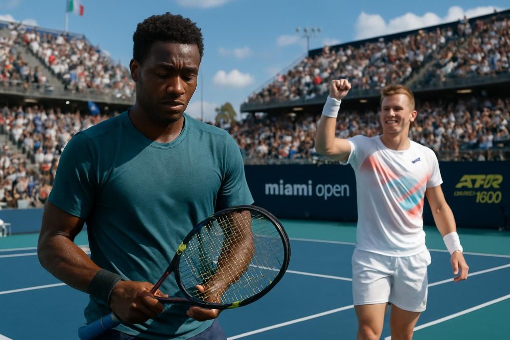 moïse kouame s'incline au deuxième tour du masters 1000 de miami face à jiri lehecka, mettant fin à son parcours dans le prestigieux tournoi.