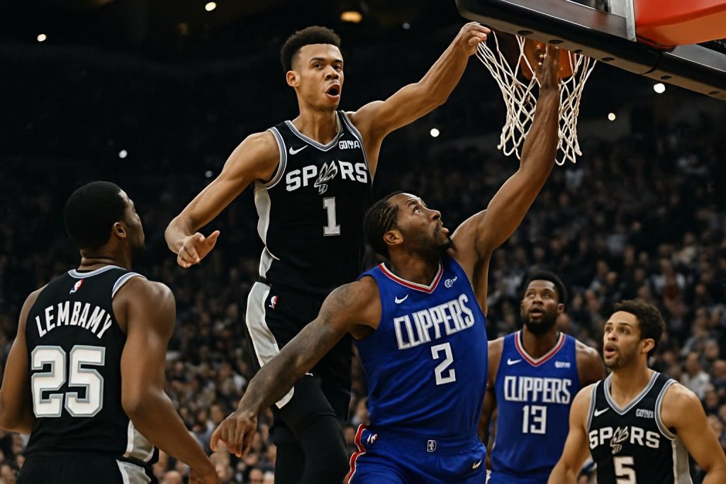 revivez le match incroyable entre les spurs et les clippers où san antonio a réussi un renversement spectaculaire. wembanyama brille avec un double-double en seulement 21 minutes.