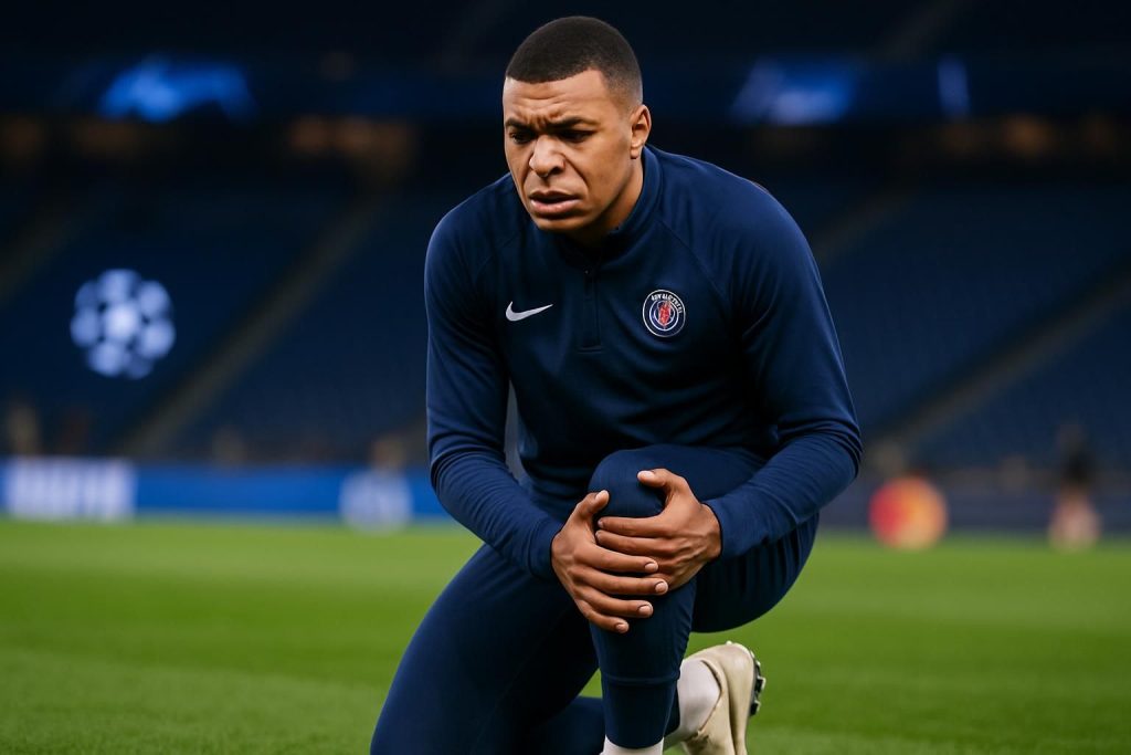 découvrez la vidéo où mbappé inquiète les fans lors de l'entraînement avant le match décisif manchester city - real madrid en se tenant le genou. suivez les dernières nouvelles de la ligue des champions.