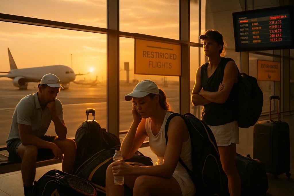 découvrez la situation des joueurs de tennis bloqués à dubaï à cause des vols restreints et de l'échéance du tournoi d'indian wells, dans le contexte du conflit au moyen-orient.