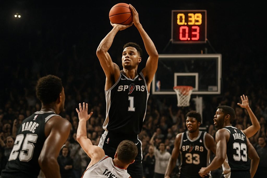 revivez le tir au buzzer spectaculaire de wembanyama qui offre aux spurs leur première qualification en playoffs après quatre ans d'attente, une performance clutch mémorable.