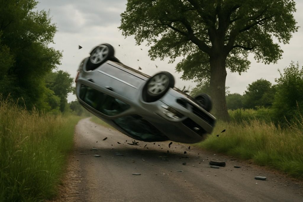 à ruffiac, un accident spectaculaire : une voiture fait plusieurs tonneaux avant de s'encastrer contre un arbre. retrouvez tous les détails de l'incident.