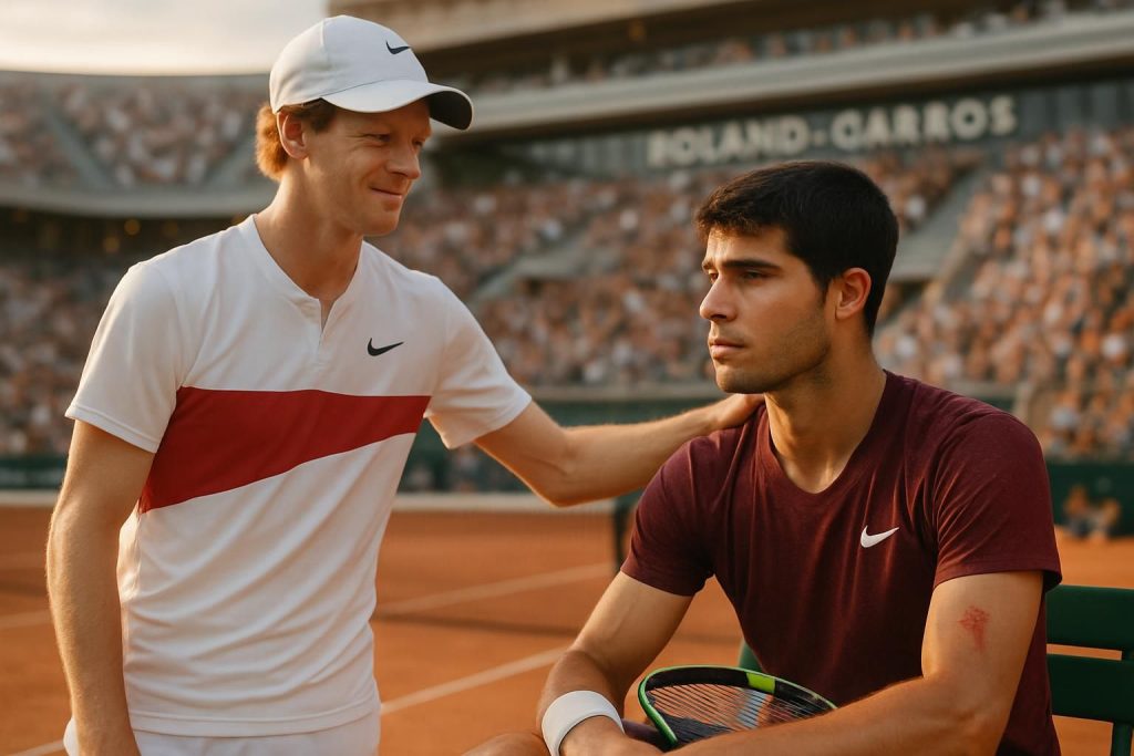 à un mois de roland-garros, jannik sinner adresse ses vœux de prompt rétablissement à carlos alcaraz, espérant le retrouver en pleine forme au sommet du tennis mondial.