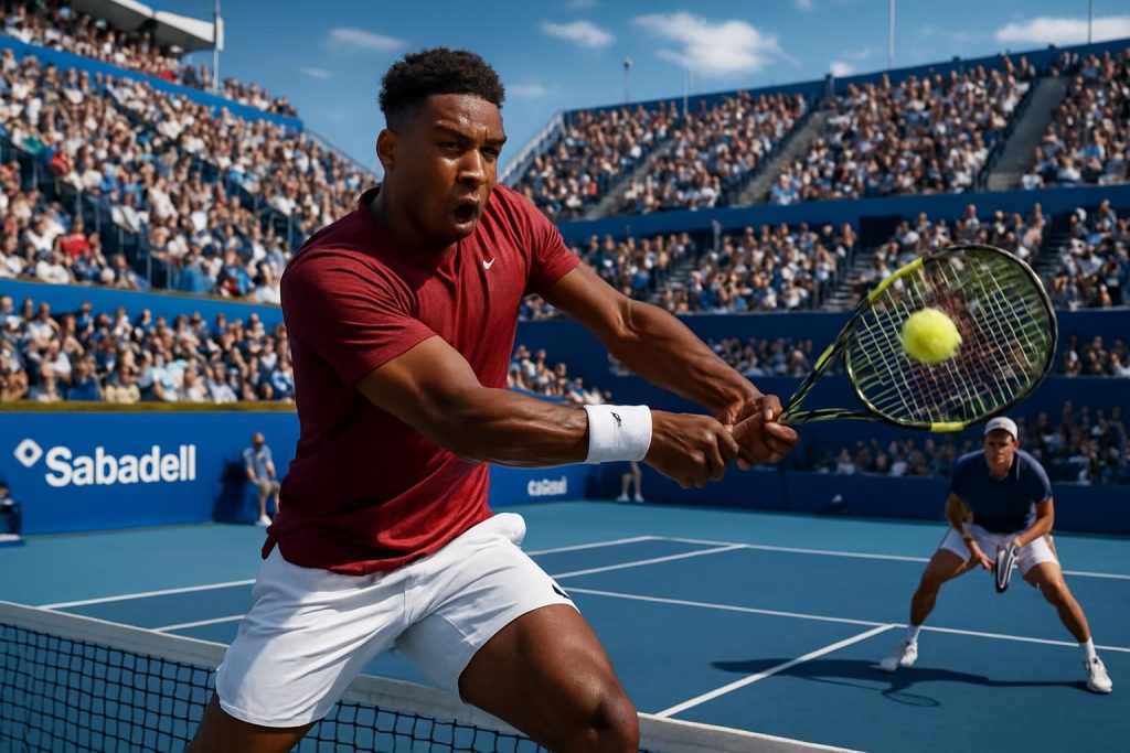 arthur fils s'impose face à brandon nakashima et se qualifie pour les quarts de finale du tournoi de tennis de barcelone.