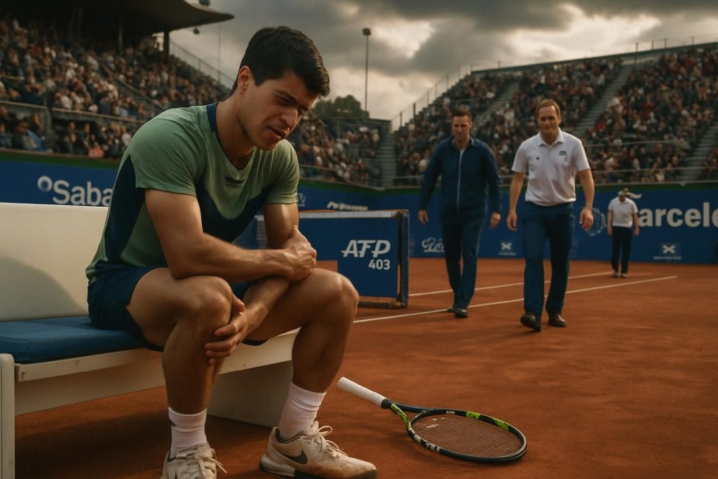 carlos alcaraz déclaré forfait au deuxième tour de l'atp 500 de barcelone en raison d'une blessure au poignet droit, mettant fin prématurément à sa participation au tournoi.