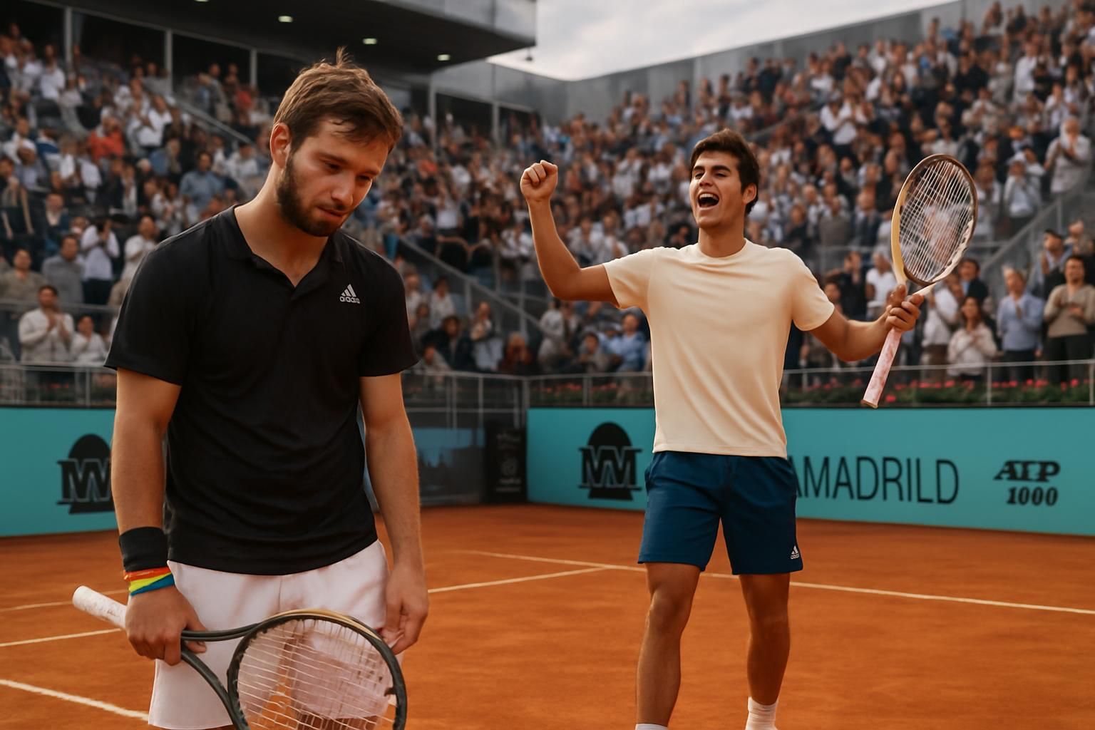 corentin moutet s'incline au 2e tour du masters 1000 de madrid face à l'inattendu daniel merida aguilar, causant la surprise du tournoi.