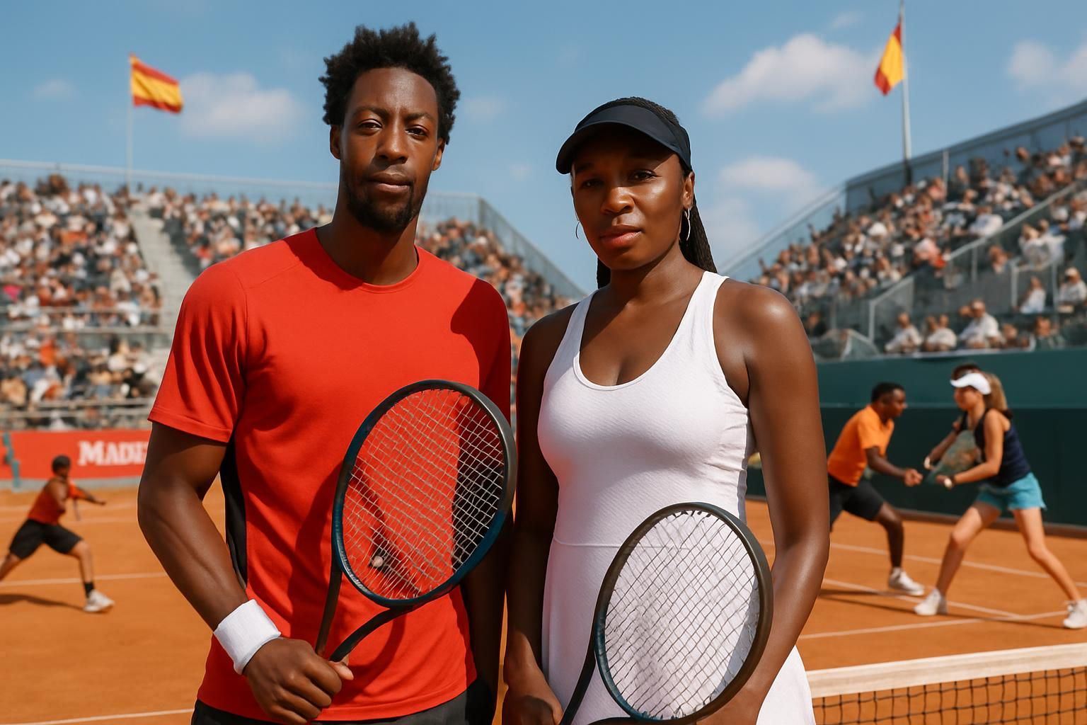 découvrez les stars du tournoi de madrid avec gaël monfils et venus williams en têtes d'affiche, tandis que moïse kouame et ksenia efremova se disputent leur place en qualifications.