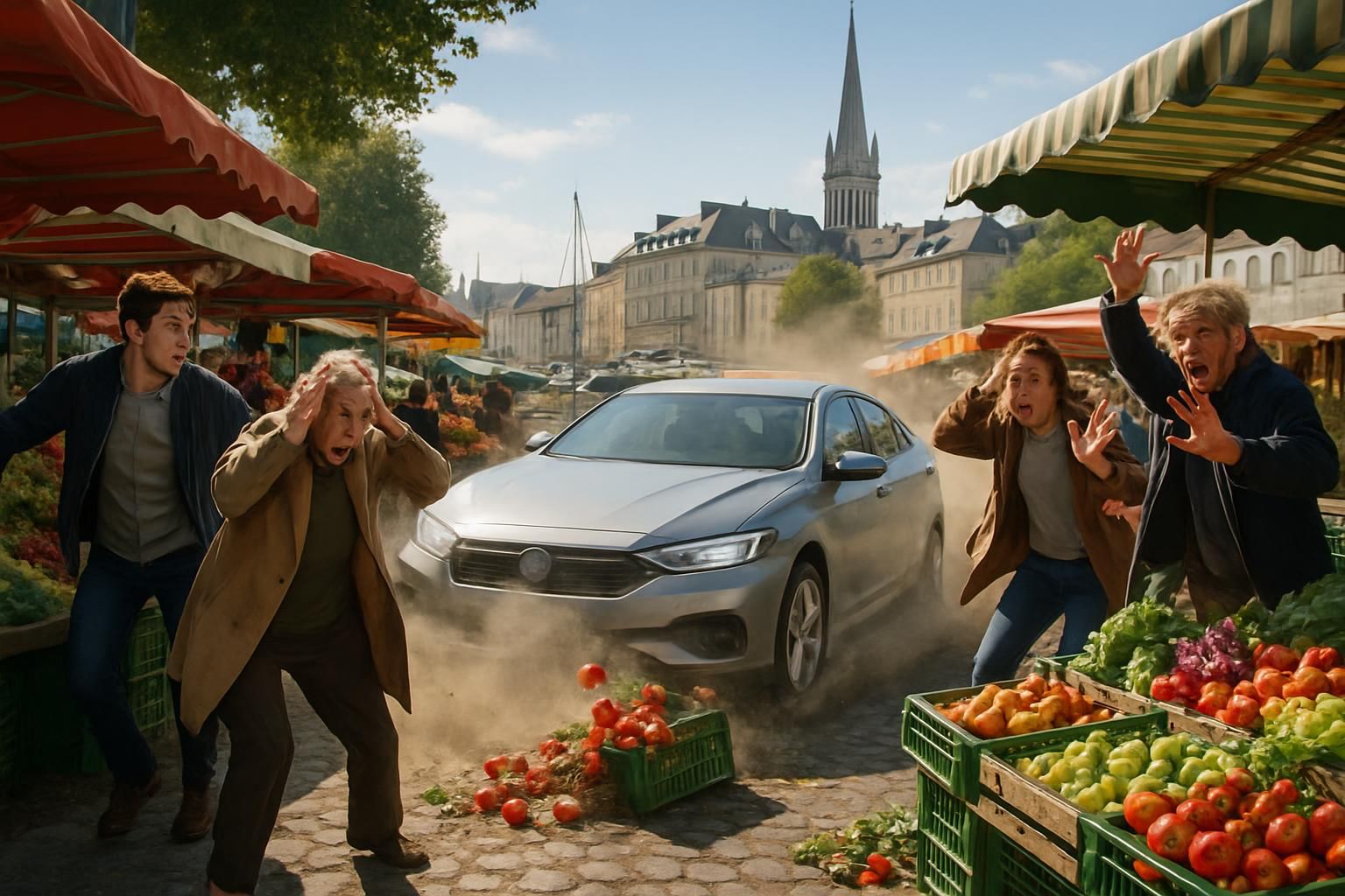 info ouest-france : une voiture fonce soudainement sur le marché du port de caen, provoquant la panique parmi les passants. suivez les détails de cet événement surprenant.