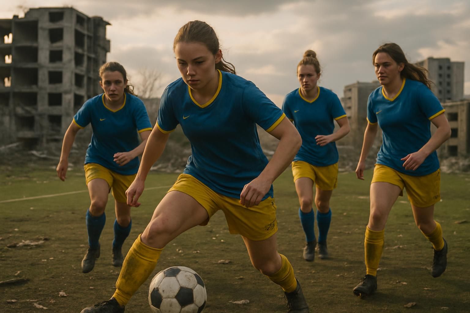 plongez au cœur de la résilience avec une immersion d'une semaine parmi les footballeuses ukrainiennes qui jouent et s'engagent malgré les défis et l'adversité.