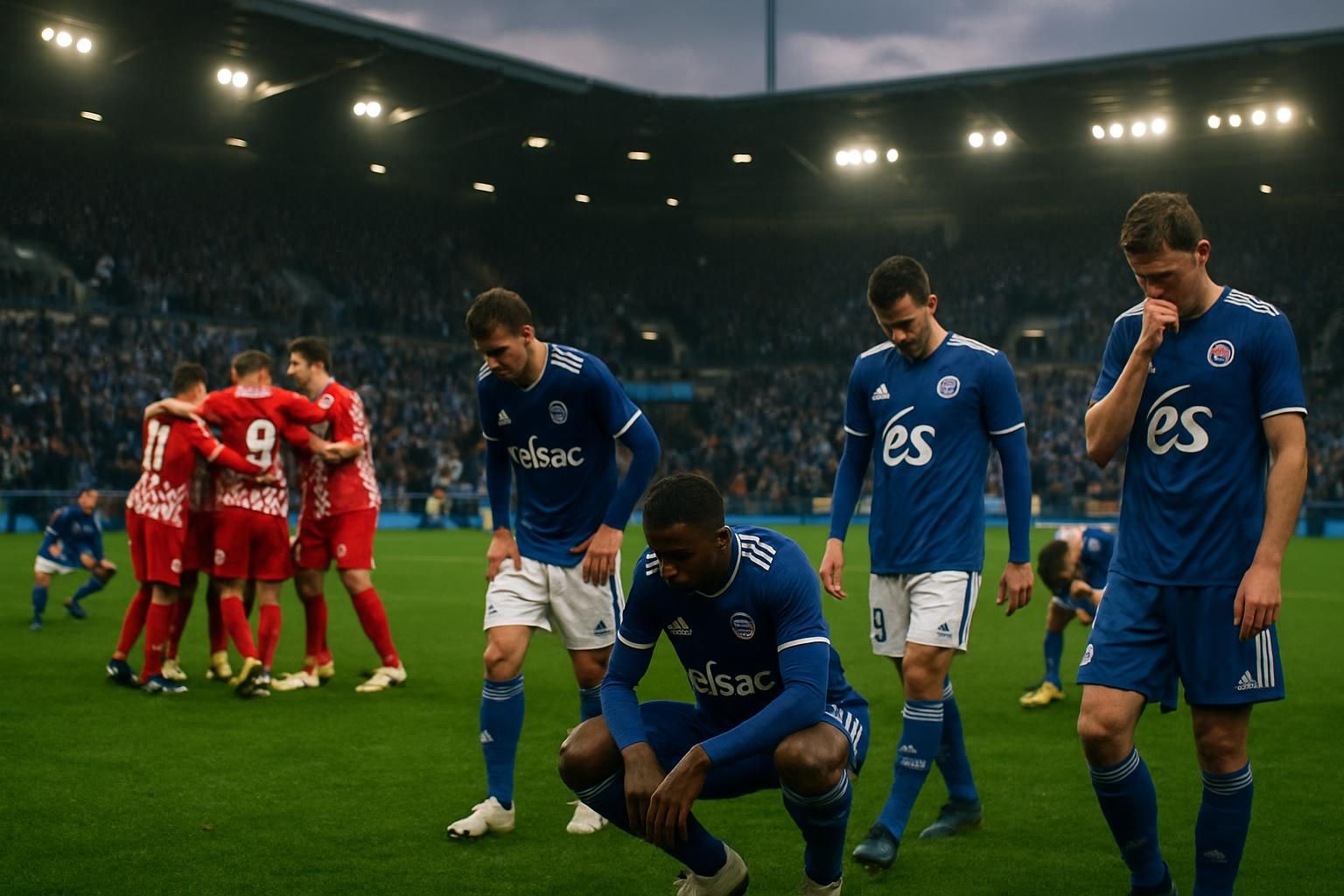 le rc strasbourg rencontre des difficultés après sa défaite attendue contre mayence lors du quart de finale aller de la ligue conférence. analyse du match et perspectives pour le retour.