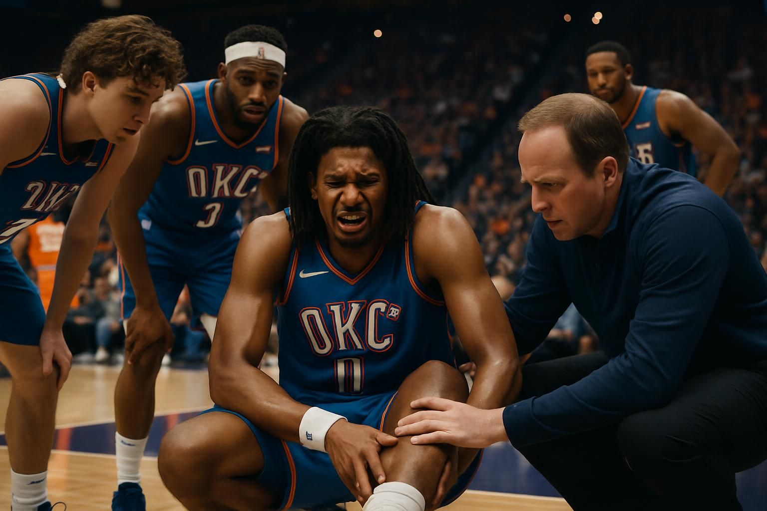 l'oklahoma city s'inquiète de la blessure de jalen williams lors du match 2 contre phoenix, impactant potentiellement leur performance dans la série.