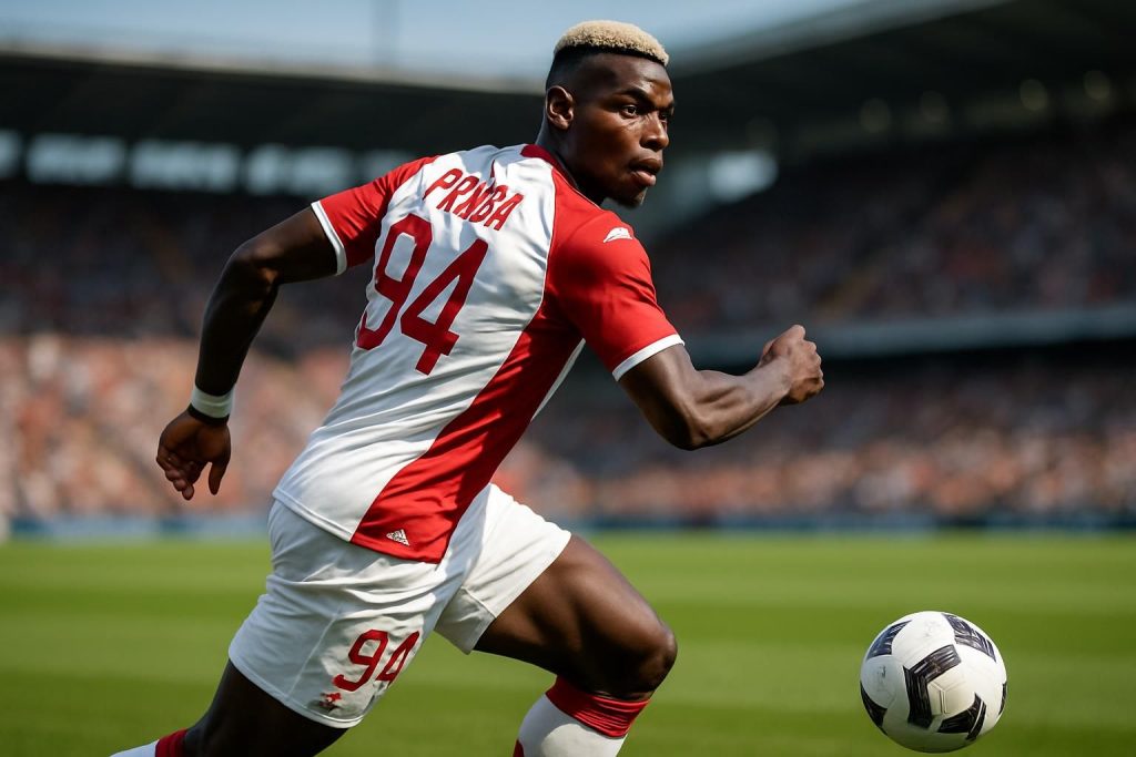 après quatre mois d'absence, paul pogba fait son retour sur le terrain avec monaco et déclare être prêt à relever les défis sous la direction du coach.