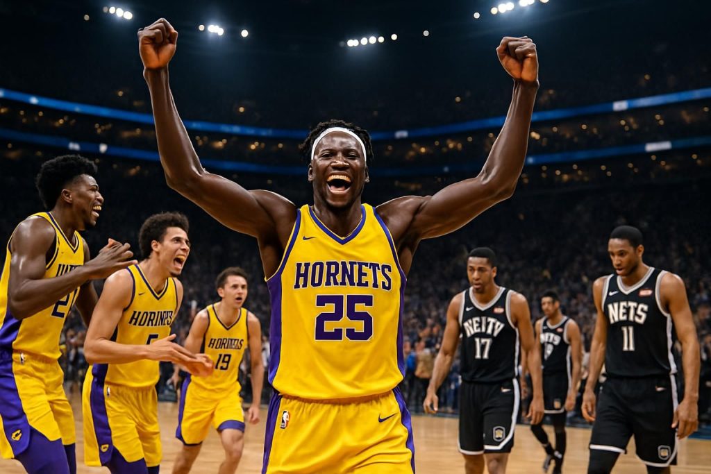 revivez la soirée triomphale de moussa diabaté et des hornets lors de leur victoire impressionnante contre les nets de nolan traoré.