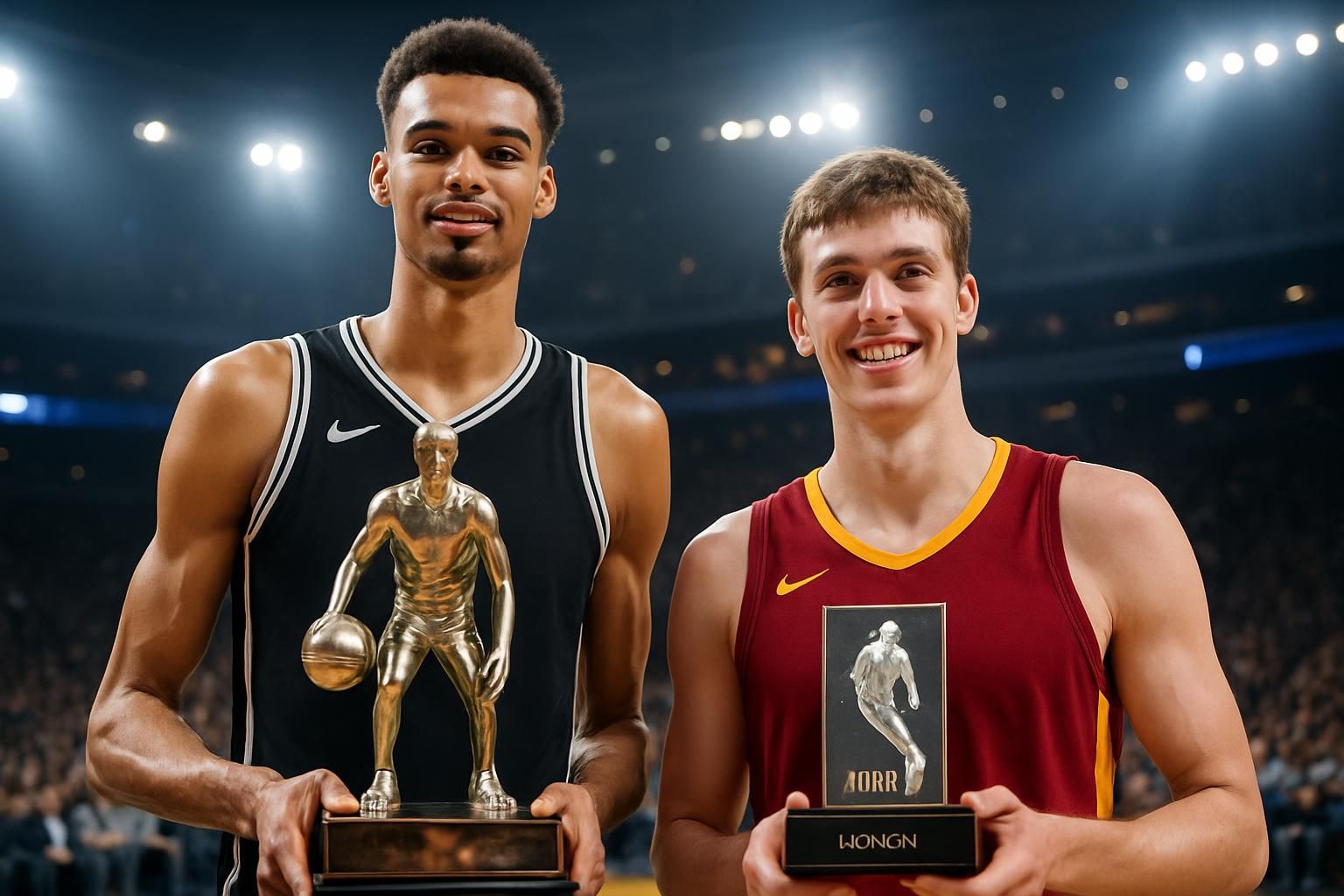 découvrez comment victor wembanyama a été élu meilleur défenseur et maxime raynaud sacré meilleur rookie du mois de mars en nba, célébrant leurs performances exceptionnelles.