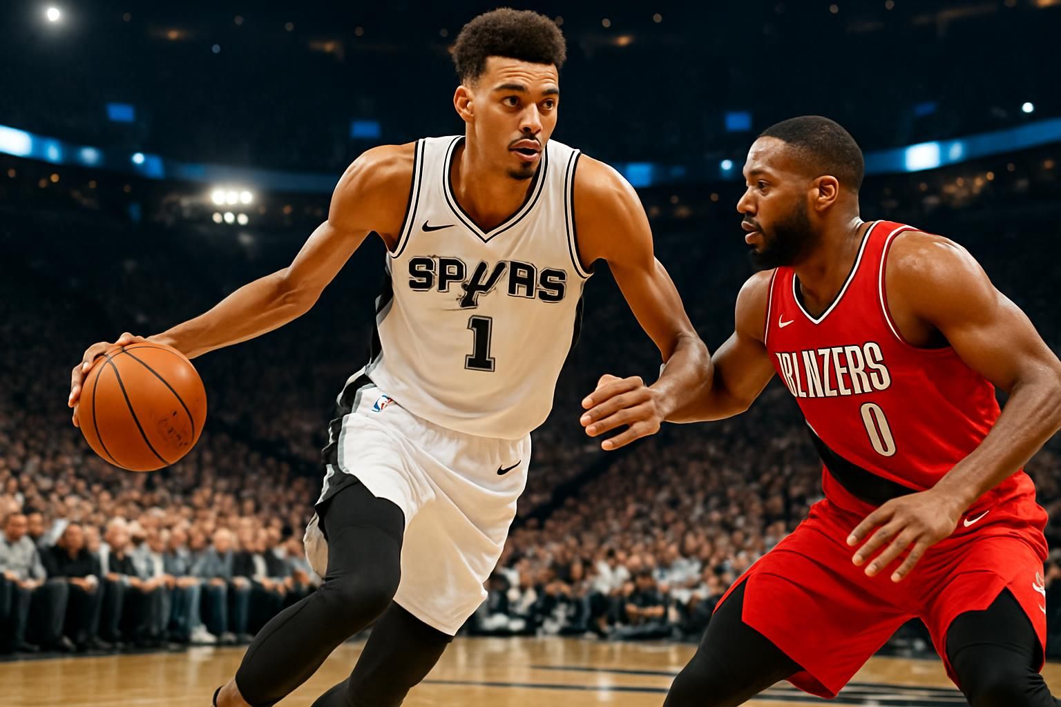 victor wembanyama fait son grand retour avec les spurs face aux blazers lors du quatrième match, prêt à faire vibrer les fans de basketball.