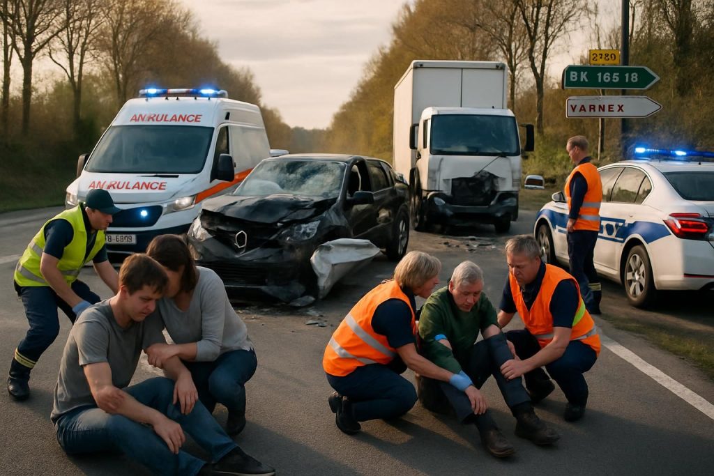 accident en chaîne sur la rn 166 près de ploërmel impliquant plusieurs véhicules, faisant trois personnes blessées. suivez les détails et l’évolution de la situation sur place.