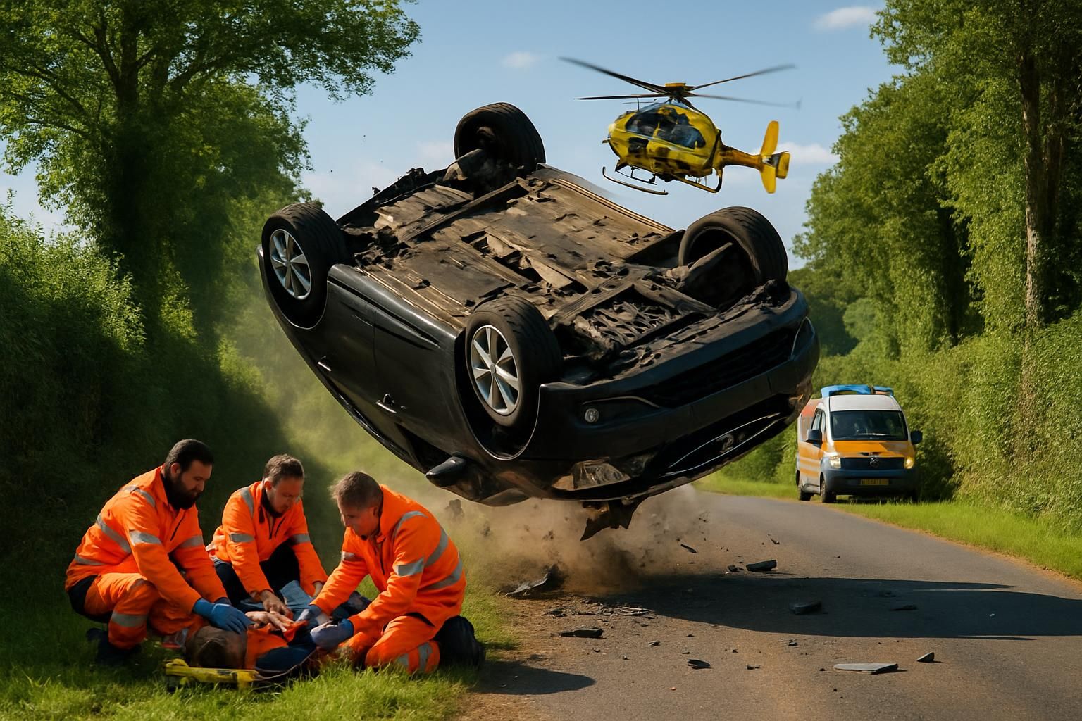 un accident spectaculaire dans l'orne : une voiture fait plusieurs tonneaux, entraînant trois blessés hospitalisés. découvrez les détails de cet incident survenu récemment.