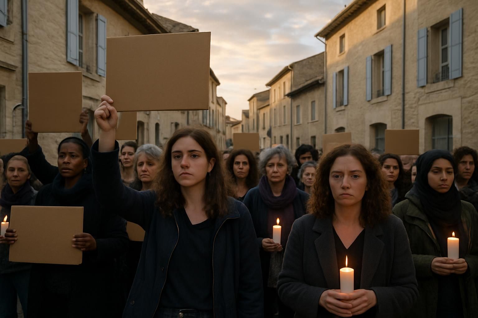 mobilisation dans le vaucluse en soutien aux femmes victimes de violences sexuelles dans le cadre de l'affaire bruel, pour sensibiliser et protéger les droits des victimes.
