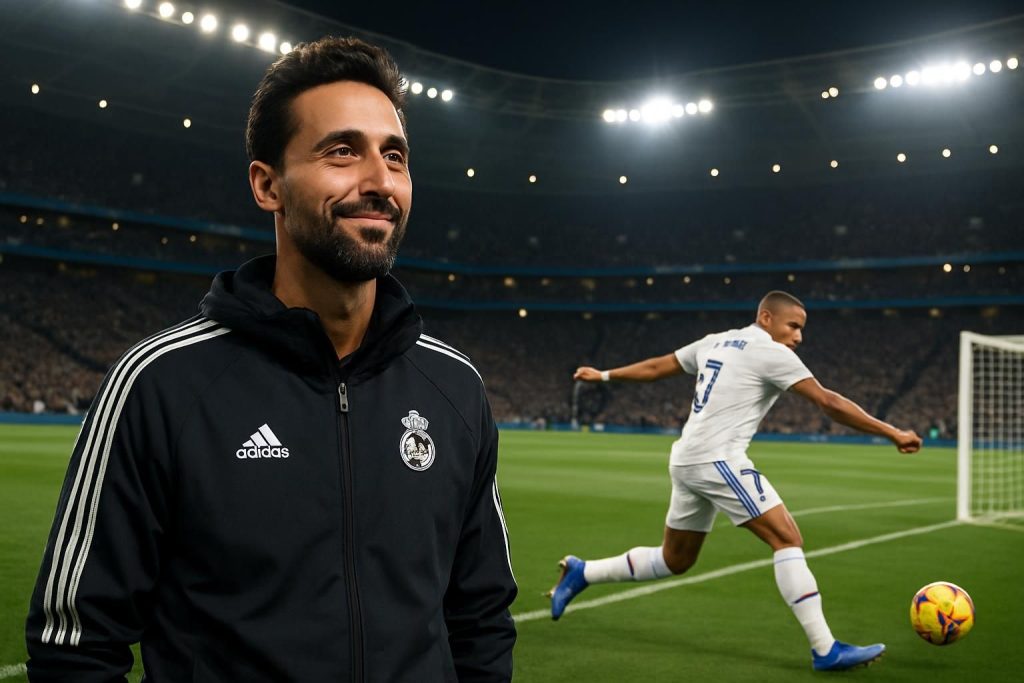 alvaro arbeloa, entraîneur du real madrid, exprime son souhait que kylian mbappé poursuive son ascension en marquant de nombreux buts et en continuant à briller sur le terrain.