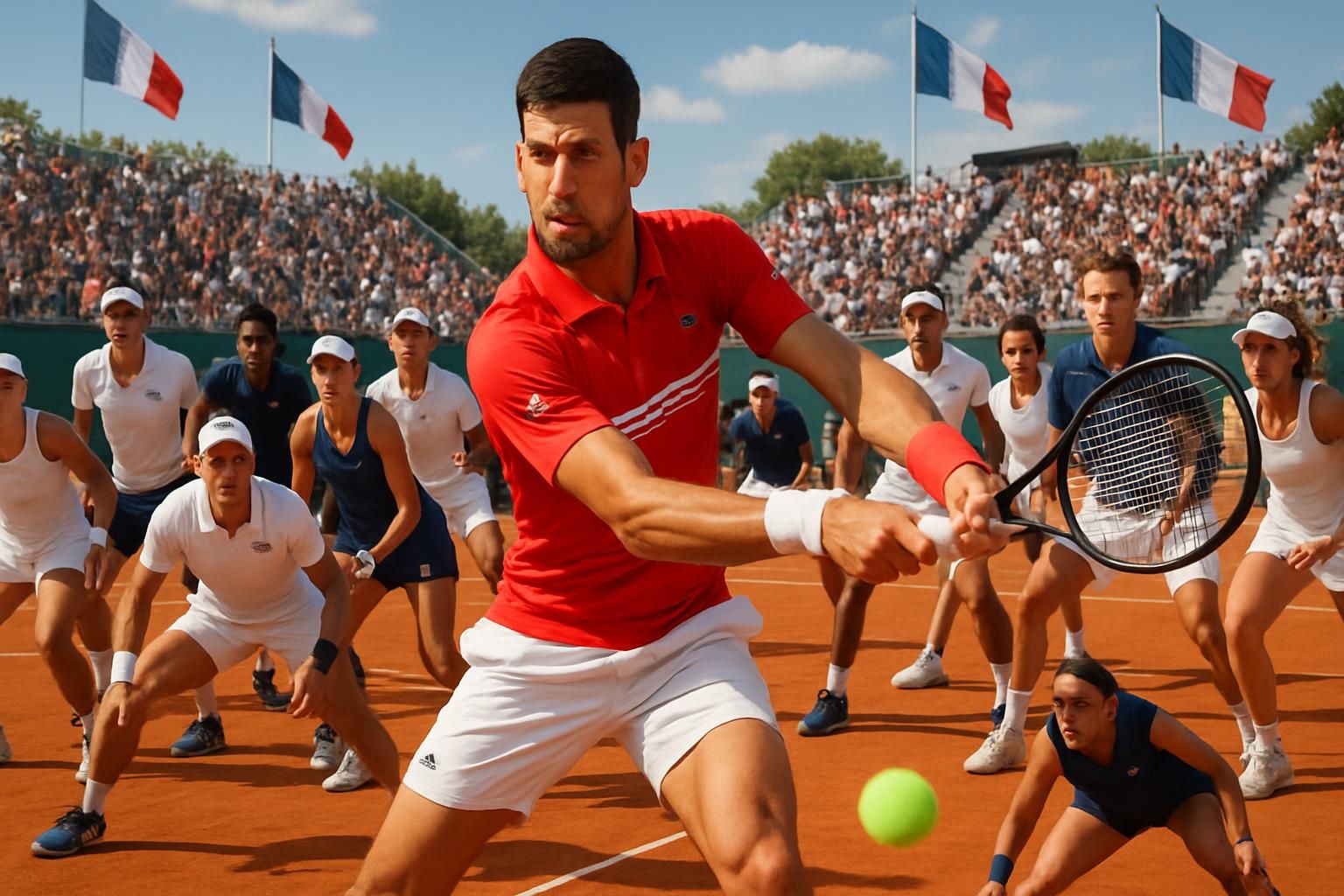 découvrez l'événement dimanche en action avec novak djokovic et 12 champions français réunis pour des matchs passionnants et un spectacle sportif incontournable.
