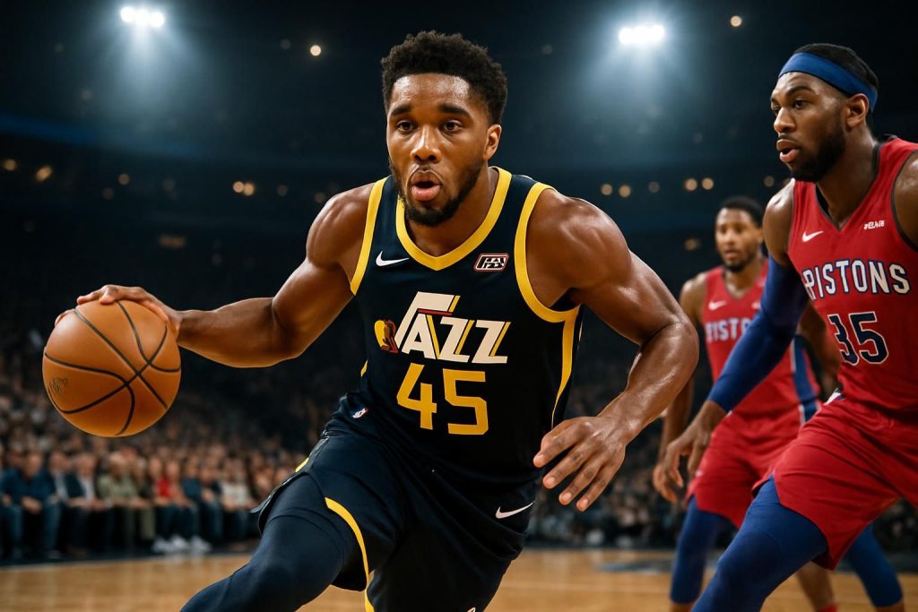 revivez la performance éclatante de donovan mitchell qui a marqué 26 points lors du match nba contre les pistons, illuminant la nuit de son talent exceptionnel.