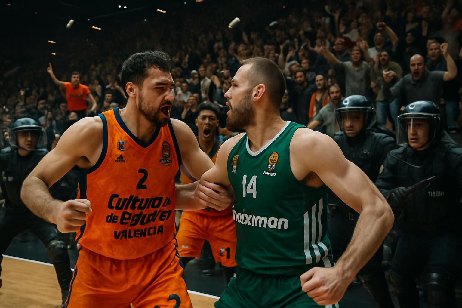euroligue : confrontation intense entre valence et panathinaïkos marquée par une intervention policière et des comportements jugés inacceptables, ravivant les tensions sur le terrain.