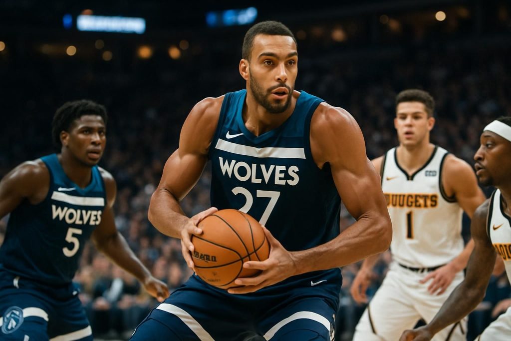 revivez les meilleurs moments du match timberwolves-nuggets avec un focus sur la performance éclatante de rudy gobert, véritable maestro sur le terrain.
