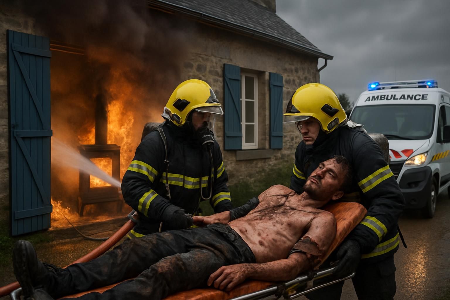 un incendie provoqué par un poêle dans la manche a conduit à l'évacuation d'un homme transporté en urgence à l'hôpital. découvrez les détails de cet incident.