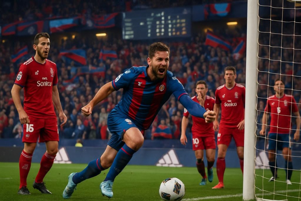 levante renverse la situation et s'impose face à osasuna, dans une liga très serrée où huit équipes sont à seulement trois points en bas du classement.