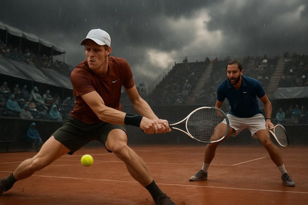 revivez la demi-finale du masters 1000 de rome où jannik sinner a été stoppé par daniil medvedev, dans un match intense perturbé par les intempéries.