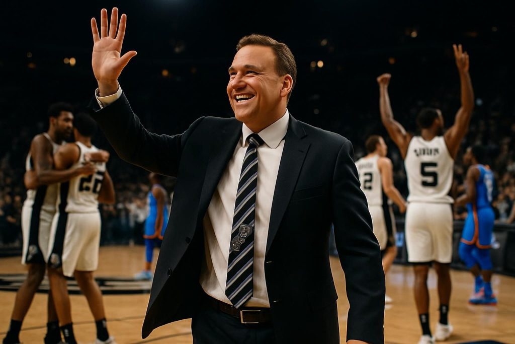 mitch johnson, coach des spurs, félicite son équipe pour une prestation exceptionnelle contre okc, qualifiée de leur meilleure performance de la saison malgré des circonstances difficiles.