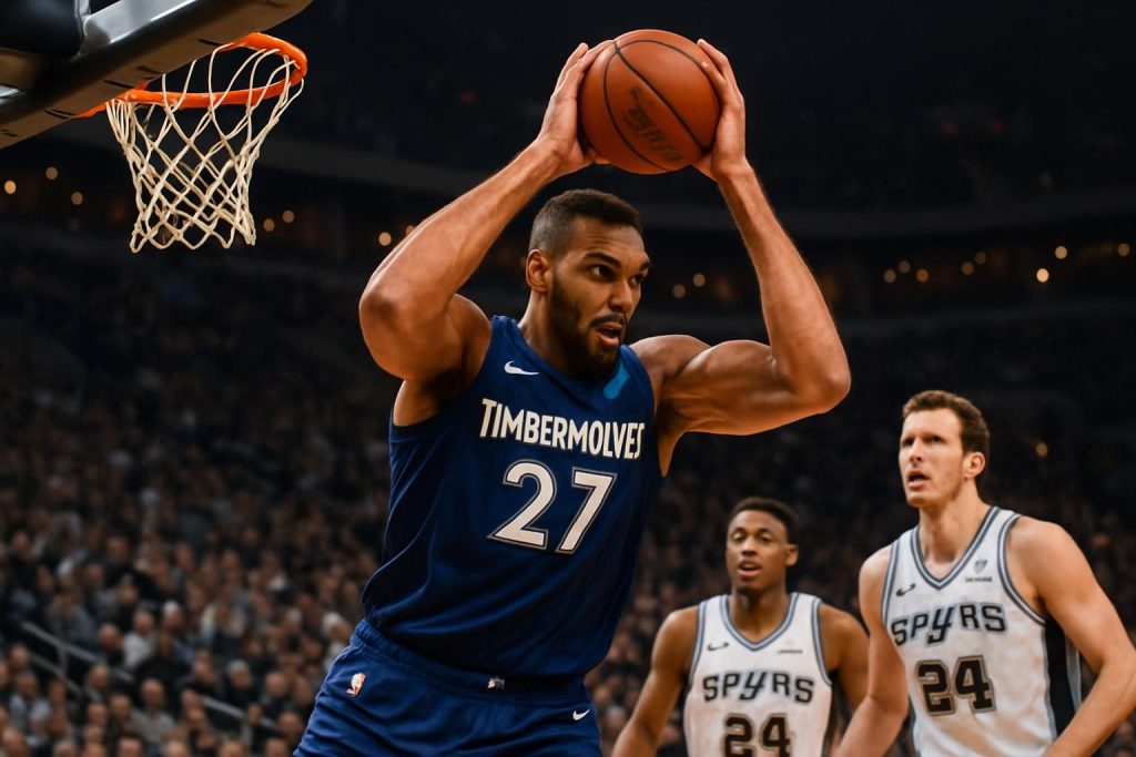 découvrez les exploits de rudy gobert lors du match nba contre les spurs avec une performance impressionnante de 11 points et 13 rebonds, à voir en vidéo.