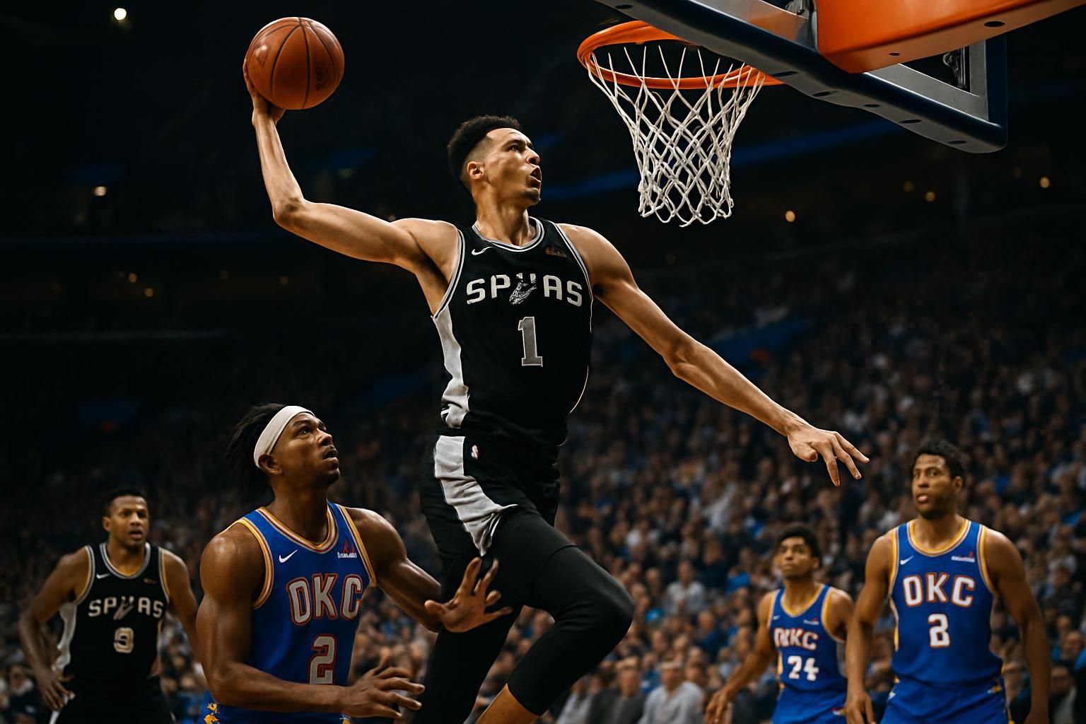 découvrez les dix moments forts du match nba entre oklahoma city et san antonio, mettant en lumière les dunks spectaculaires et décisifs de victor wembanyama.