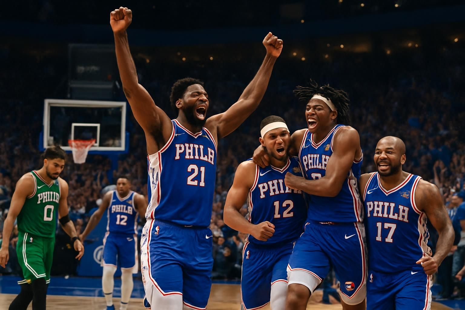 philadelphie s'impose face à boston en match 7 intense et se qualifie pour les demi-finales de la conférence est contre new york.